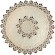 Béžový okrúhly dekoračný obrus na stôl s čipkou