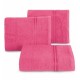 Jednofarebný ružový bavlnený uterák s ozdobným dvojitým pruhom