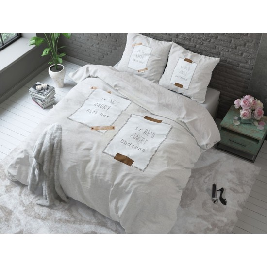 Krémové posteľné obliečky pre páry ANGRY