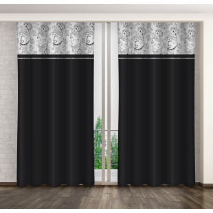 Dvojfarebný čierno - biely záves so zavesení na háčiky