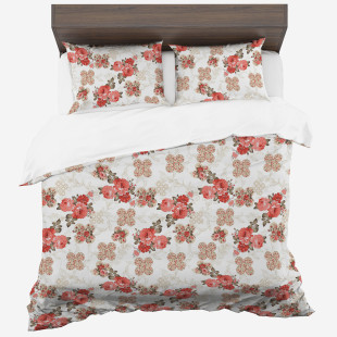 Biele posteľné obliečky z mikrovlákna s kvetinovým motívom