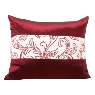 Bordovo biela elegantná obliečka na vankúš s ornamentami
