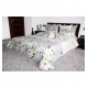 Krémovo sivo zelený prešívaný elegantný prehoz na posteľ s kvetinovým motívom
