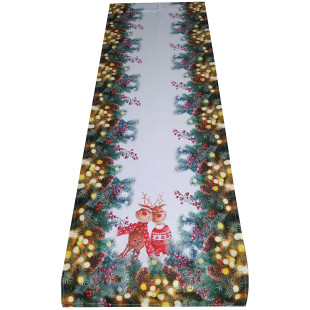 Obdĺžnikový zamatový vianočný behúň s potlačou sobov