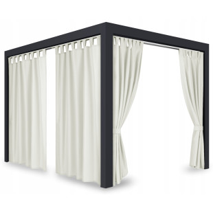 Záves so zavesením na pásky nepremokavý na terasu/altánok v krémovej farbe so stuhou na uviazanie