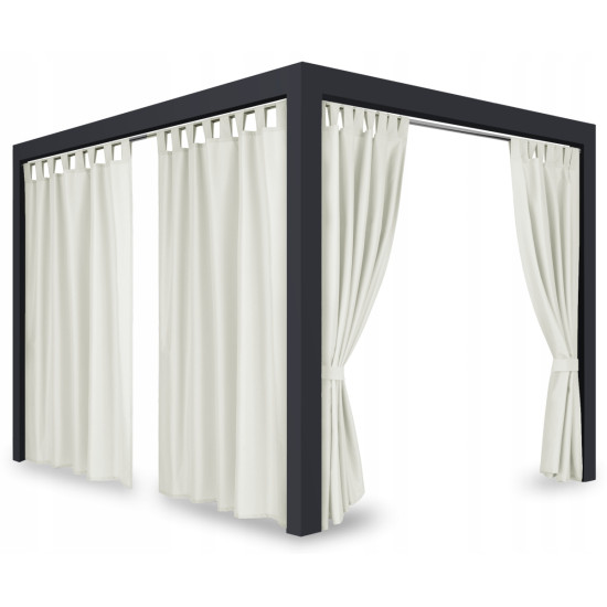 Záves so zavesením na pásky nepremokavý na terasu/altánok v krémovej farbe so stuhou na uviazanie