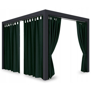 Záves so zavesením na pásky nepremokavý na terasu/altánok v zelenej farbe so stuhou na uviazanie