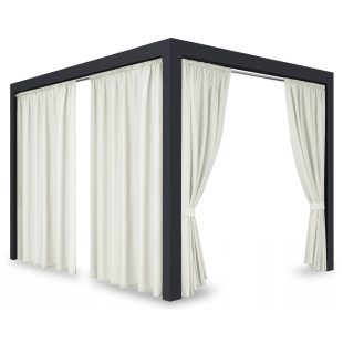 Záves so zavesením na tunel nepremokavý na terasu/altánok v krémovej farbe so stuhou na uviazanie