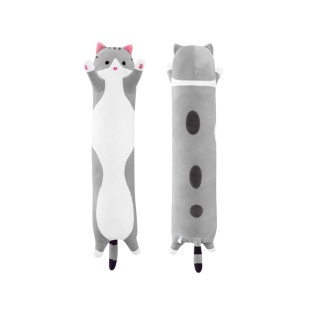 Plyšový vankúš – maskot mačka Lucka, sivá, 50 cm