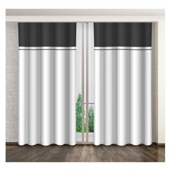 Bielo sivý záves so zavesením na háčiky