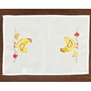 Obrúsok biely so žltými sliepočkami