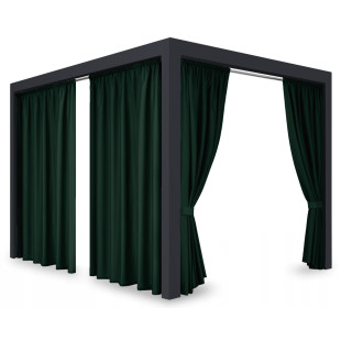 Záves so zavesením na tunel nepremokavý na terasu/altánok v hnedej farbe so stuhou na uviazanie