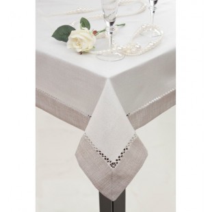 Béžovo strieborný obrus na jedálenský stôl