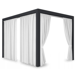 Záves so zavesením na tunel nepremokavý na terasu/altánok v bielej farbe so stuhou na uviazanie