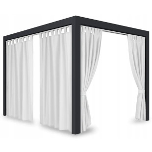 Záves so zavesením na pásky nepremokavý na terasu/altánok v bielej farbe so stuhou na uviazanie