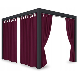 Záves so zavesením na pásky nepremokavý na terasu/altánok v bordovej farbe so stuhou na uviazanie