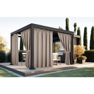 Vodeodolný záhradný záves so zavesením na tunel do altánku/na terasu v sivej farbe