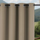 Nepremokavý záhradný záves so zavesením na kruhy do altánku/na terasu so stuhou v tmavo béžovej farbe