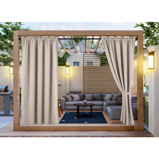 Vodeodolný záhradný záves so zavesením na tunel do altánku/na terasu v pieskovej farbe