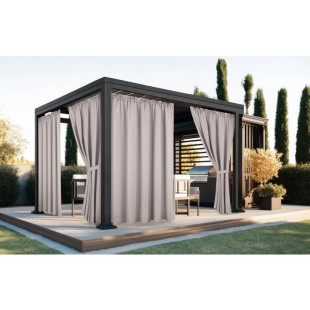 Vodeodolný záhradný záves so zavesením na tunel do altánku/na terasu v hnedej farbe