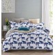 Modro biele obojstranné posteľné obliečky s motívom slonov