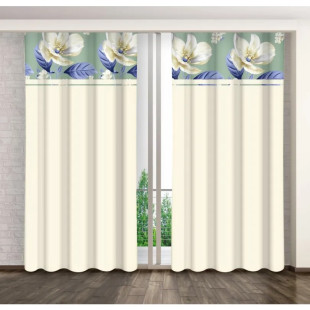 Krémový záves s potlačou kvetov