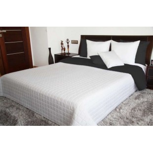 Čierno biely obojstranný prehoz na posteľ s prešívaným štvorčekovým vzorom