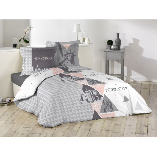 Ružovo sivé bavlnené posteľné obliečky 200x220 NEW YORK