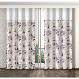 Biely záves s levanduľovou potlačou