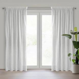 Biely záves s lesklou potlačou vo farbe champagne