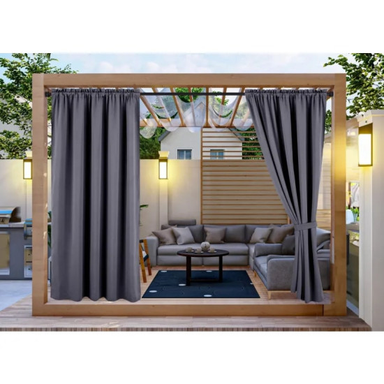 Vodeodolný záhradný záves so zavesením na tunel do altánku/na terasu v grafitovej farbe
