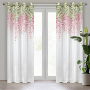 Biela záclona s kvetinovým motívom
