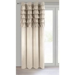Béžový zamatový záves s volánikmi v hornej časti