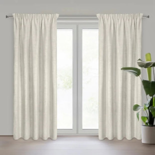 Béžový záves v eko štýle s leskom s riasiacou páskou