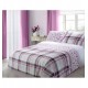 Kárované posteľné obliečky s kvietkami vo fialovo ružovej farbe