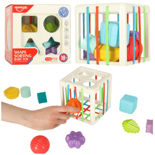 Flexibilná senzorická kocka so štvorcovými zásuvnými blokmi s triedičom tvarov