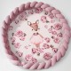 Kruhová ružová podložka s ružovým vrkočom vzor srnka