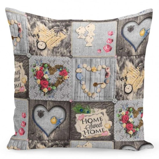 Sivá obliečka na vankúš HOME SWEET HOME