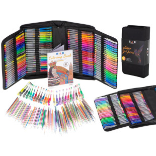 Farebné gélové perá v puzdre 120ks + 120 náplní