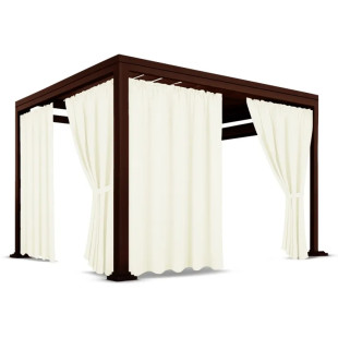 Nepremokavý terasový záves so zavesením na tunel so stuhou v krémovej farbe