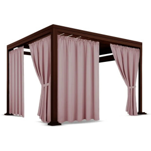 Nepremokavý terasový záves so zavesením na tunel so stuhou v ružovej farbe