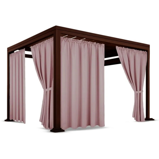 Nepremokavý terasový záves so zavesením na tunel so stuhou v ružovej farbe