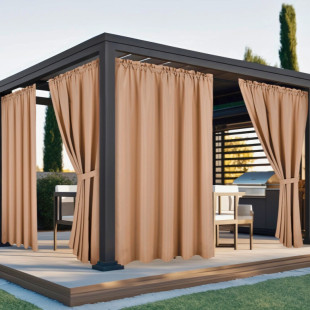 Vodeodolný záhradný záves so zavesením na tunel do altánku/na terasu v béžovej farbe