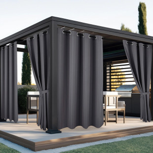 Vodeodolný záhradný záves so zavesením na kruhy do altánku/na terasu v grafitovej farbe