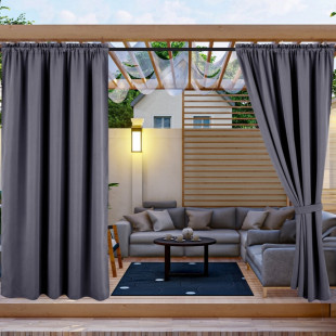 Vodeodolný záhradný záves so zavesením na tunel do altánku/na terasu v grafitovej farbe