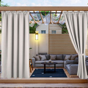 Vodeodolný záhradný záves so zavesením na tunel do altánku/na terasu v pieskovej farbe