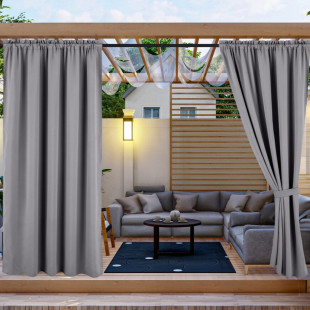 Vodeodolný záhradný záves so zavesením na tunel do altánku/na terasu v sivej farbe