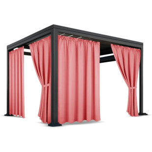 Záves so zavesením na tunel nepremokavý na terasu/altánok v ružovej farbe so stuhou na uviazanie
