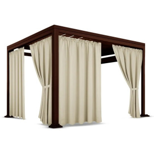 Nepremokavý terasový záves so zavesením na tunel so stuhou v béžovej farbe