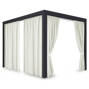 Záves so zavesením na tunel nepremokavý na terasu/altánok v krémovej farbe so stuhou na uviazanie